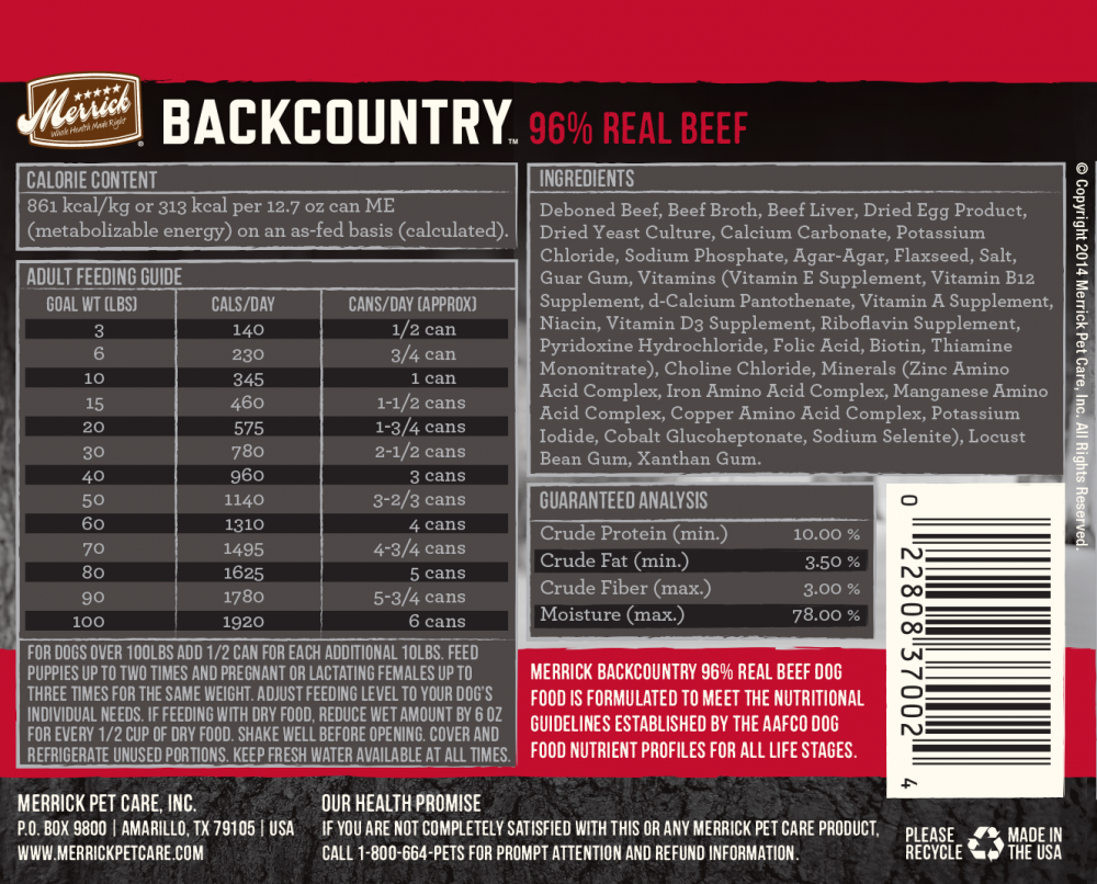 Merrick dog food feeding clearance chart