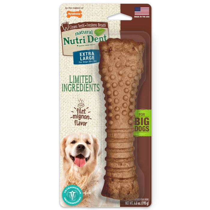 Nylabone Nutri Dent Filet Mignon Dog Dental Chews Dog Treat, XL, 50+lbs