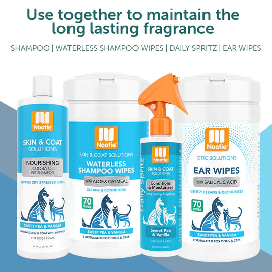 Nootie Waterless Shampoo Wipes with Aloe & Oatmeal, Sweet Pea & Vanilla 70CT