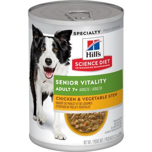 Hill's Science Diet Adult 7+ Senior Vitality canned dog food, Chicken & Vegetable Stew, 12.5 oz