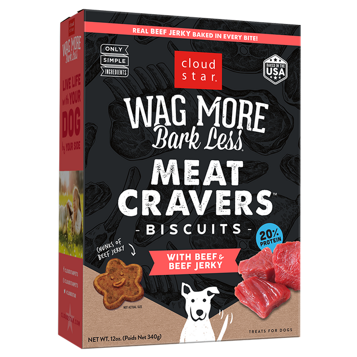 Cloud Star Wag More Bark Less Meat Cravers Biscuits Beef & Beef Jerky Dog Treats, 12oz