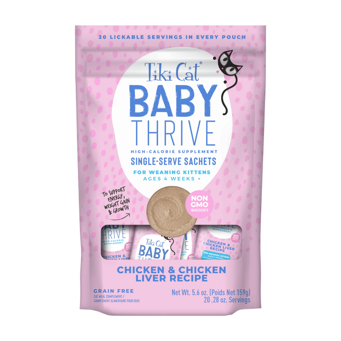 Tiki Cat® Baby Thrive Chicken & Chicken Liver Recipe Supplement for Cats, 5.6oz, 20pk