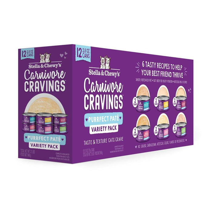 Stella & Chewy's Carnivore Cravings Purrfect Pate 2.8oz Canned Variety Pack for Cats, 12pk