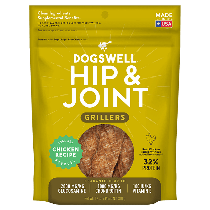 Dogswell Hip & Joint Grillers Dog Treats, Chicken Recipe, 12oz