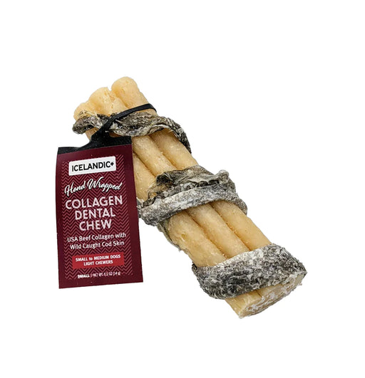 Icelandic+ Beef Collagen Dental Dog Chew Wrapped With Cod Skin 4"