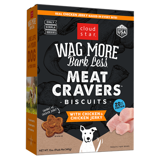 Cloud Star Wag More Bark Less Meat Cravers Biscuits Chicken & Chicken Jerky Dog Treats, 12oz