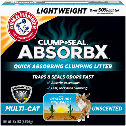 ARM & HAMMER™ Clump & Seal™ AbsorbX Lightweight Clumping Litter, Multi-Cat Unscented, 8.5lbs