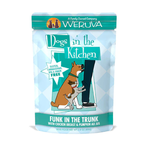 Weruva Dogs in the Kitchen  Funk in the Trunk with Chicken Breast & Pumpkin Au Jus Wet Dog Food, 2.8oz Pouch
