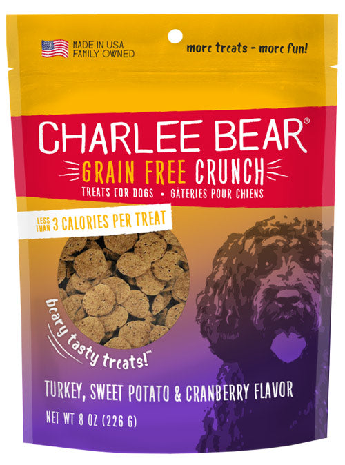 Charlee Bear Turkey, Sweet Potato & Cranberry Grain Free Crunch Dog Treats, 8oz