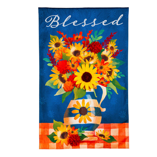 Blessed Floral Arrangement House Linen Flag