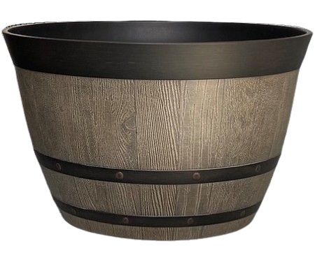 22" Pinot Barrel Planter - Weathered Teak
