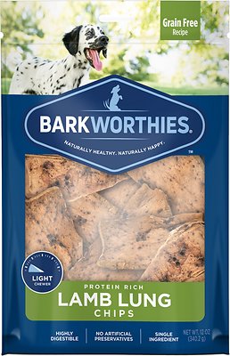 Barkworthies Lamb Lung Chips Dog Treats, 12 Oz