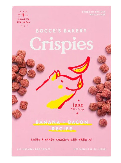Bocce's Banana + Bacon Crispies Dog Training Treats, 10oz