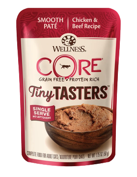 Wellness  CORE® Tiny Tasters™ Pate, Chicken & Beef, Wet Cat Food, 1.75oz Pouch