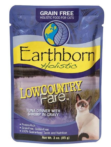 Earthborn Holistic Lowcountry Fare Tuna Dinner with Shrimp in Gravy Wet Cat Food, 3oz Pouch
