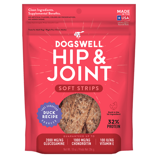 Dogswell Hip & Joint Soft Strips Dog Treats, Duck Recipe, 10oz