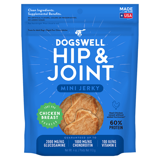 Dogswell Hip & Joint Mini Jerky Dog Treats, Chicken Breast, 4oz