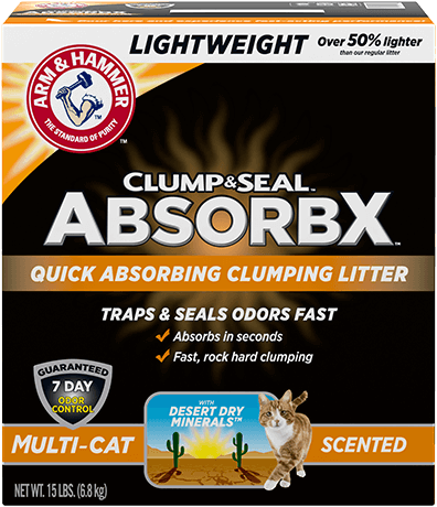 ARM & HAMMER™ Clump & Seal™ AbsorbX Lightweight Clumping Litter, Multi-Cat, 8.5lbs