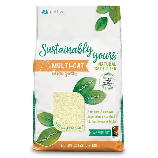 Sustainably Yours Multi-Cat Large Grains Natural Cat Litter, 13lbs
