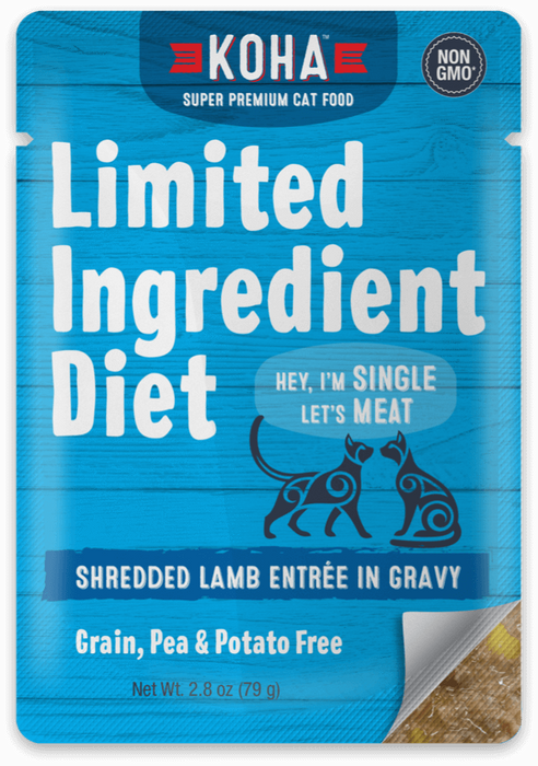 Koha Pet Limited Ingredient Diet Shredded Lamb Entree in Gravy Cat Food - 2.8 oz Pouch