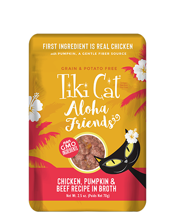 Tiki Cat® Aloha Friends™ Chicken, Pumpkin & Beef Cat Food Pouch, 2.5oz