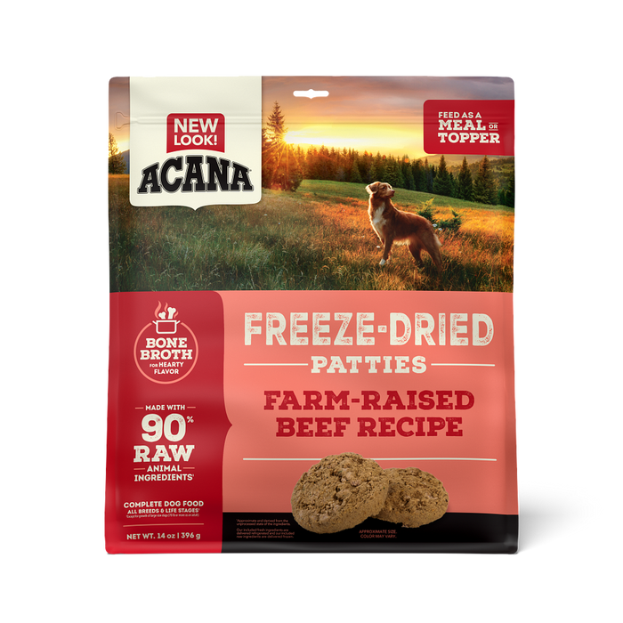 ACANA Freeze-Dried Dog Food Patties, Farm Raised Beef Recipe, 14oz