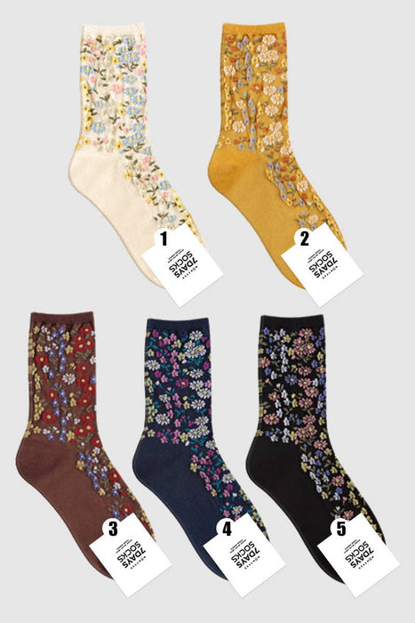 Women's Crew Blooming Garden Socks: W-L-317-5