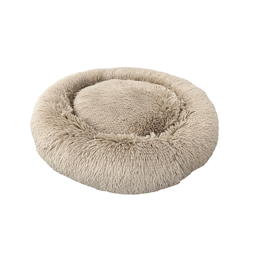 Sleep Zone Luxe Round Faux Fur Dog Bed, Taupe