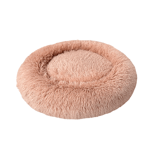 Sleep Zone Luxe Round Faux Fur Dog Bed, Dusty Rose