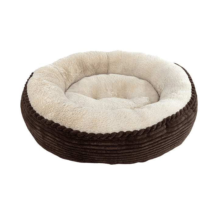 Sleep Zone Round Rib Corduroy Bed, Chocolate