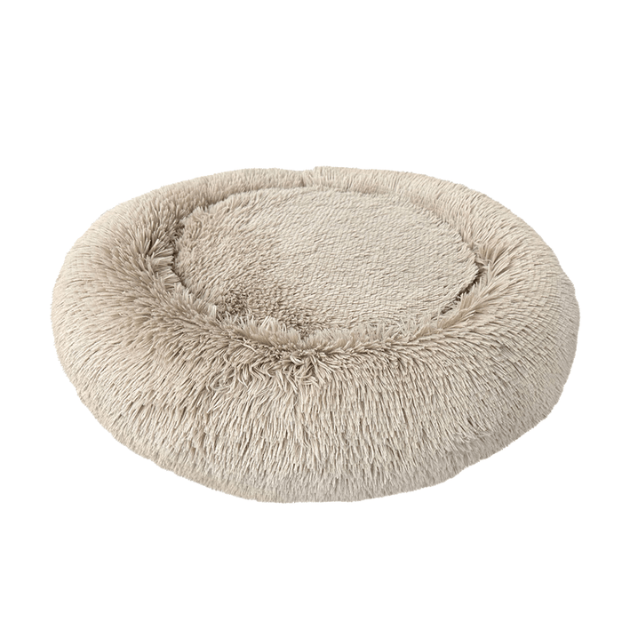 Sleep Zone Luxe Round Faux Fur Dog Bed, Taupe