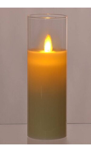 Flameless LED Pillar Candle in a Clear Glass Cylinder