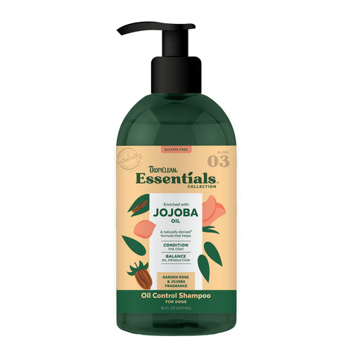 Tropiclean Essentials Jojoba Oil Control Shampoo for Dogs, 16oz