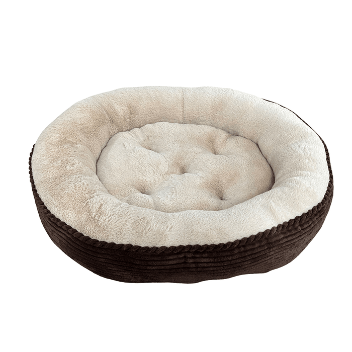 Sleep Zone Round Rib Corduroy Bed, Chocolate