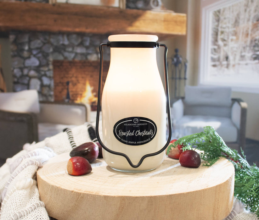 14 oz Milkbottle Candle: Roasted Chestnuts