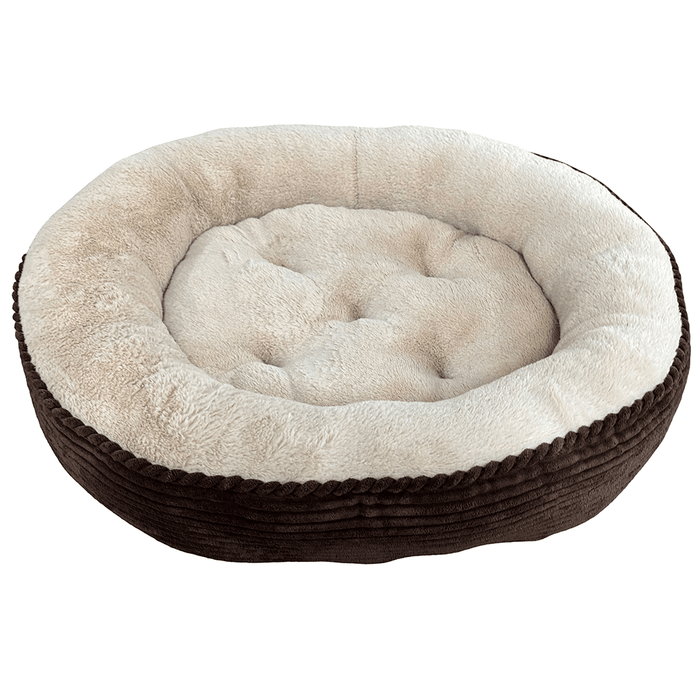 Sleep Zone Round Rib Corduroy Bed, Chocolate