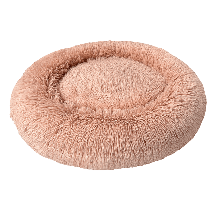 Sleep Zone Luxe Round Faux Fur Dog Bed, Dusty Rose