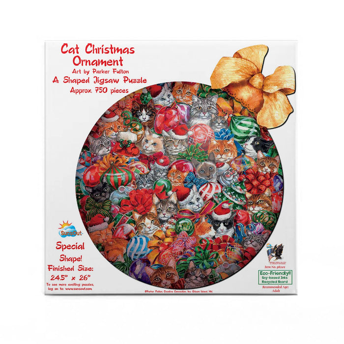 0527 Cat Christmas Ornament SHAPED  Puzzle