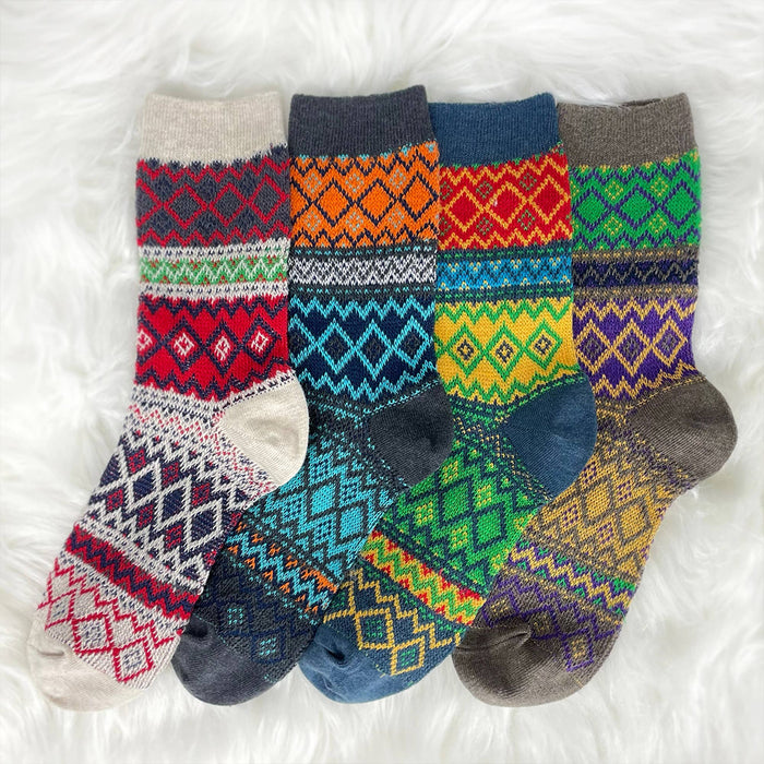 Women's Winter Thick Nordic Knit Cabin Crew Socks - Jacquard: W-L-077-1