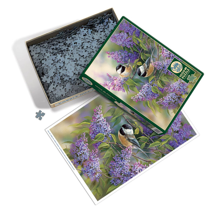 Chickadees and Lilacs 1000pc puzzle