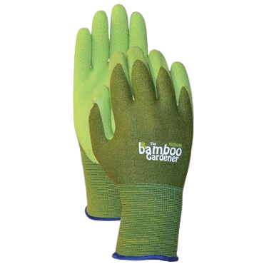 Bamboo Gardener Gloves - Natural Rubber Palm - Green