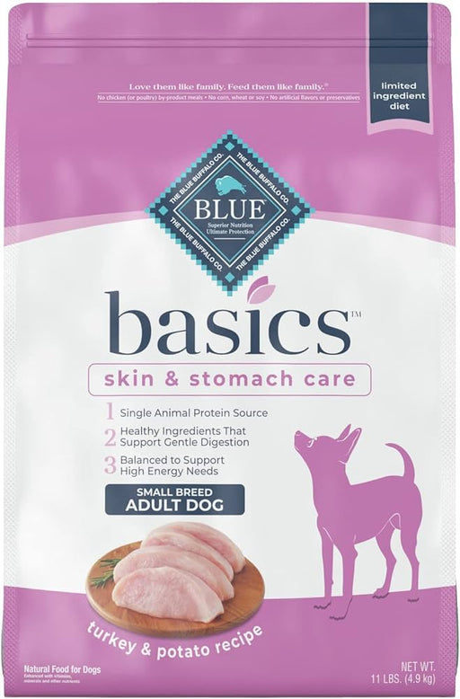 Blue Buffalo BLUE Basics Small Breed Adult Turkey & Potato Recipe, Skin & Stomach Care, Dry Dog Food