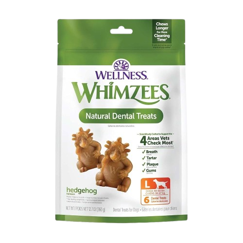 Wellness Whimzees Hedgehog Dental Dog Treats, Large, 6 count