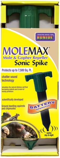 Bonide Molemax Animal Repellent Stake For Gophers and Moles, Battery Operated, Humane