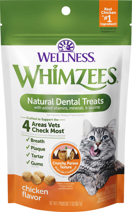 Wellness Whimzees Cat Dental Treats, Natural Chews, Chicken Flavor, 2oz