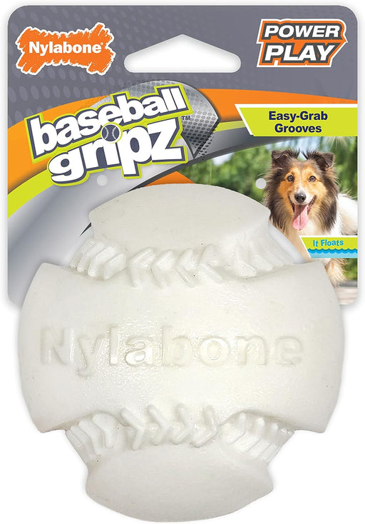 Nylabone Power Play Baseball Gripz Fetch Toy, Squeaky Ball Chew Toy for Dogs, Medium