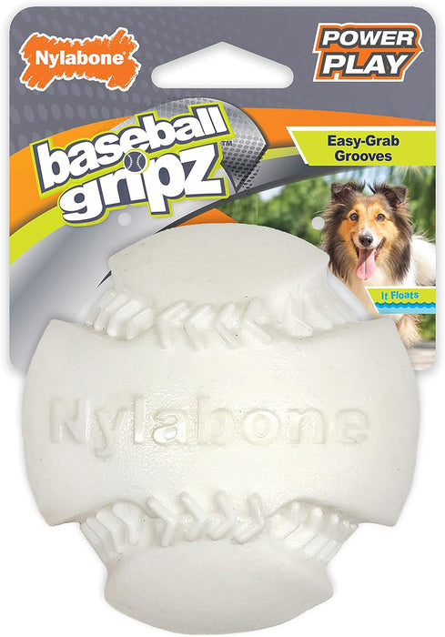 Nylabone Power Play Baseball Gripz Fetch Toy, Squeaky Ball Chew Toy for Dogs, Medium