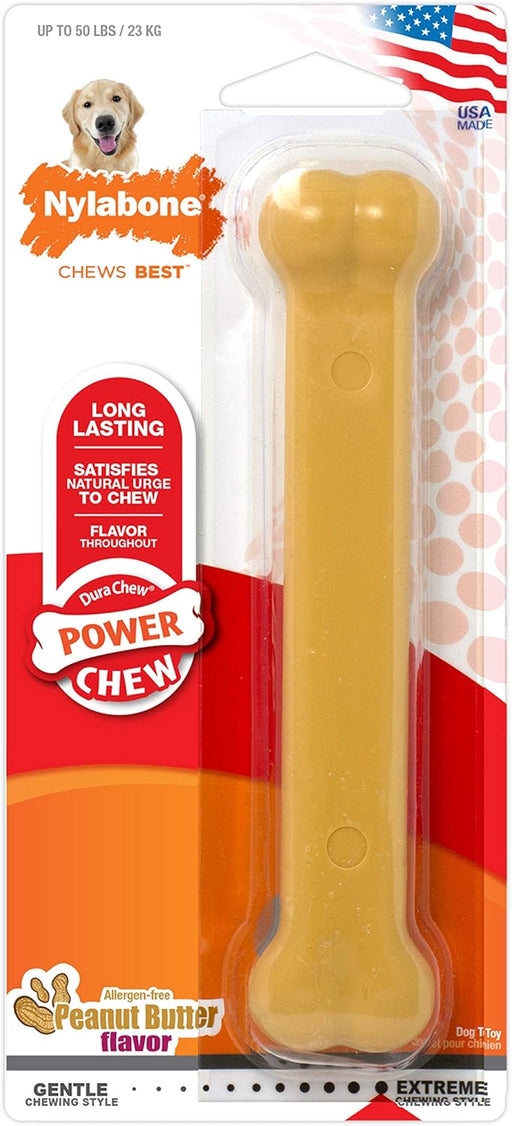 Nylabone Power Chew Classic Bone Chew Toy for Dogs, Peanut Butter, Large/Giant - for Dogs up to 50 lbs.