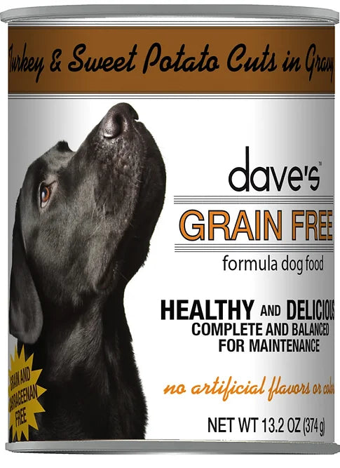 Dave's Grain Free Turkey & Sweet Potato Cuts in Gravy Canned Dog Food 13.2 oz