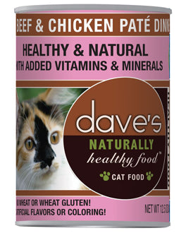 Dave's Naturally Healthy Beef & Chicken Paté Dinner Canned Cat Food 12.5 oz